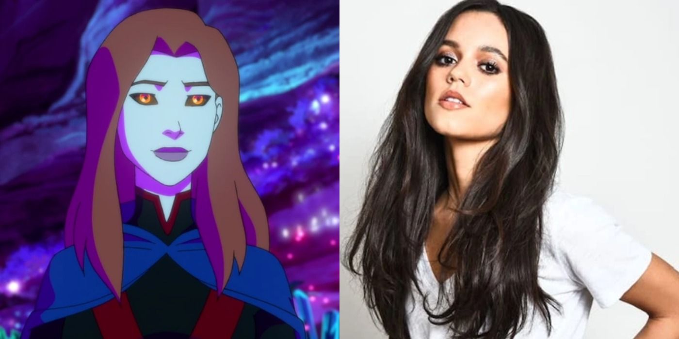 Split image showing Miss Martian from Young Justice and Jenna Ortega.