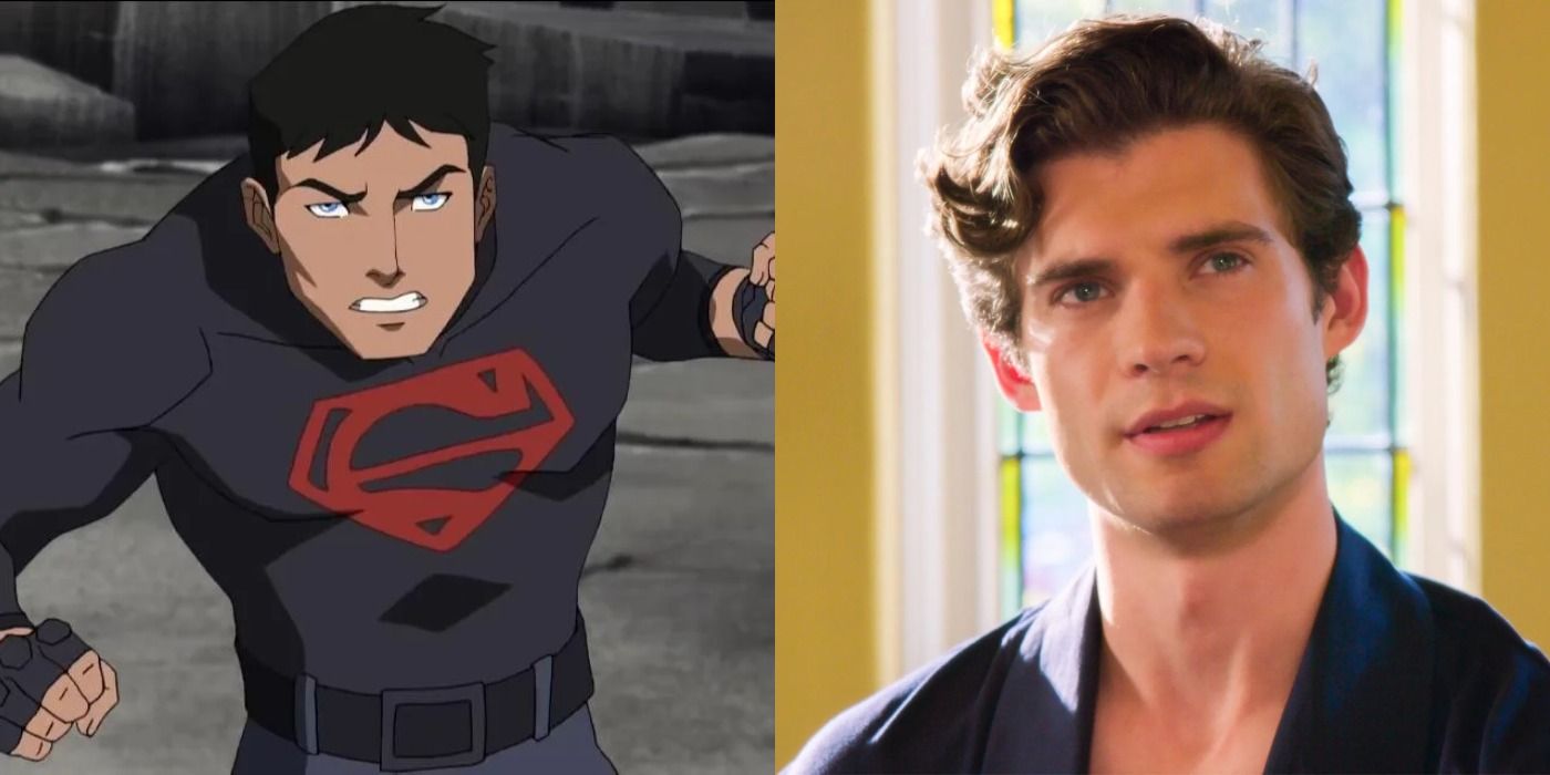 Split image showing Superboy from Young Justice and David Corenswet.