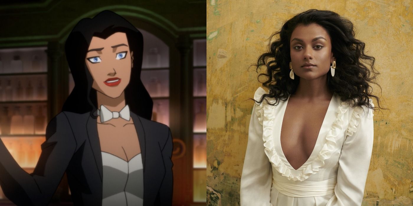 Split image showing Zatanna from Young Justice and Simone Ashley.
