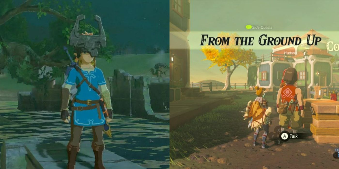 Split image of scenes from Zelda Breath of the Wild