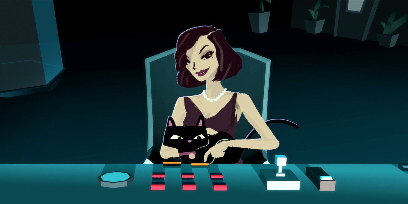 The main enemy spy, Ruby La Rouge, holding a cat in the game Agent A: A Puzzle In Disguise
