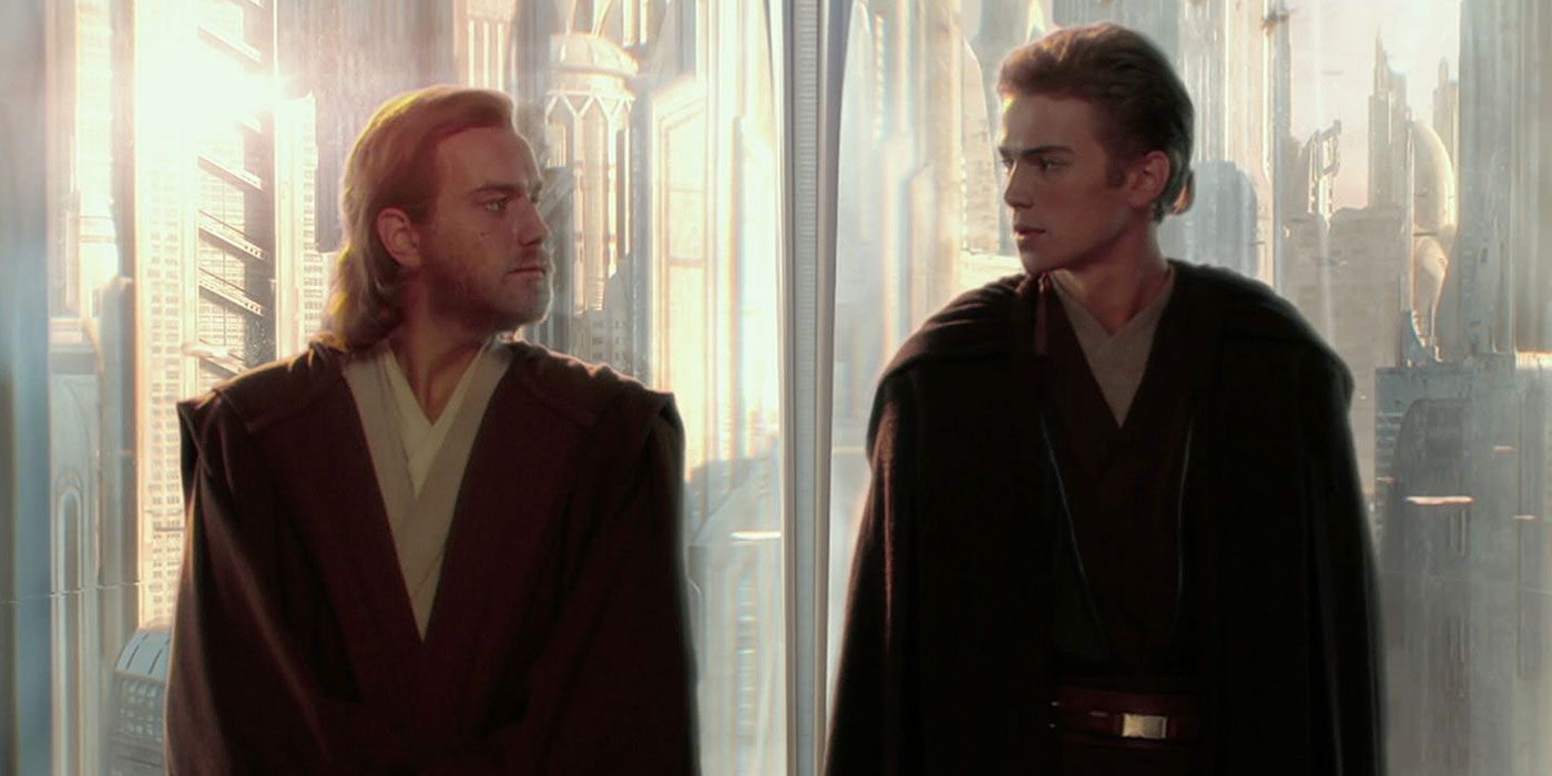 Anakin Skywalker and Obi-Wan Kenobi on Coruscant.