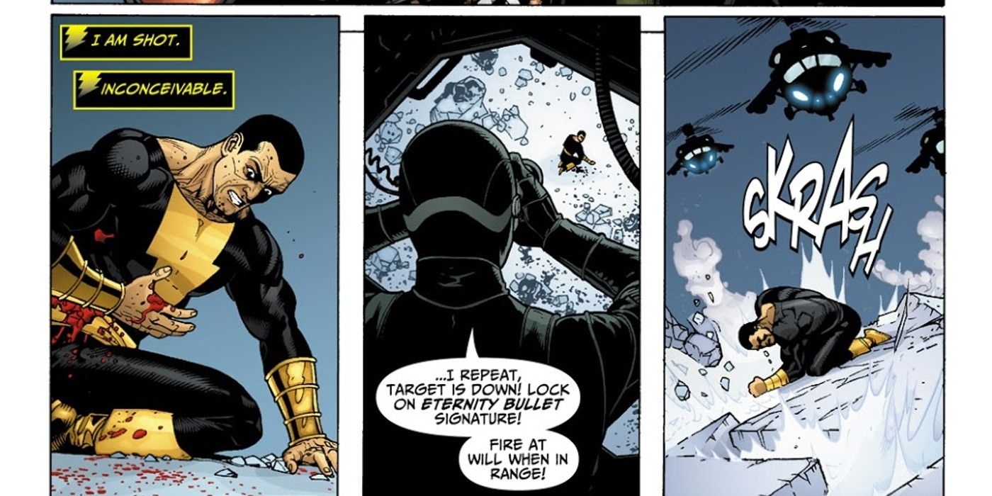 Black Adam shot by the Rock of Eternity bullet