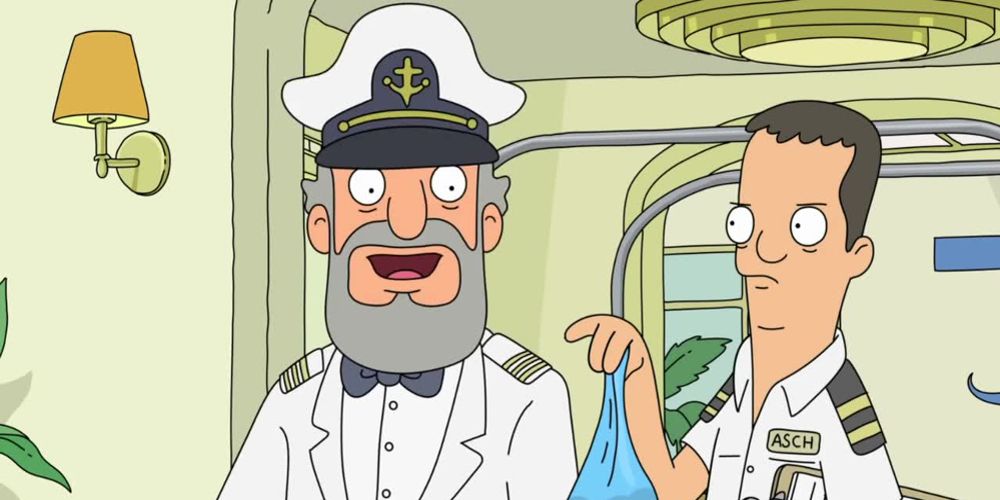 Captain Flarty stand by a deck hand in Bob's Burgers