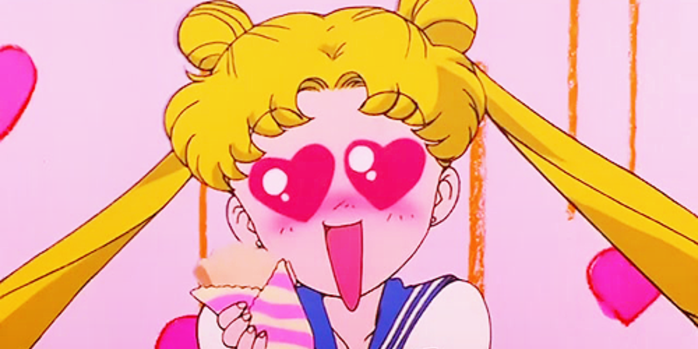 Usagi Tsukino excited with heart eyes in Sailor Moon