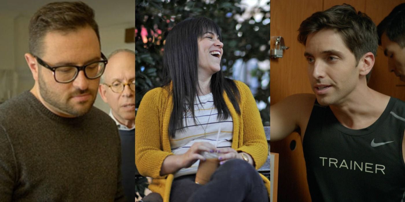 Collage of Paul W. Downs, Eliot Glazer, and Abbi Jacobson in Broad City.