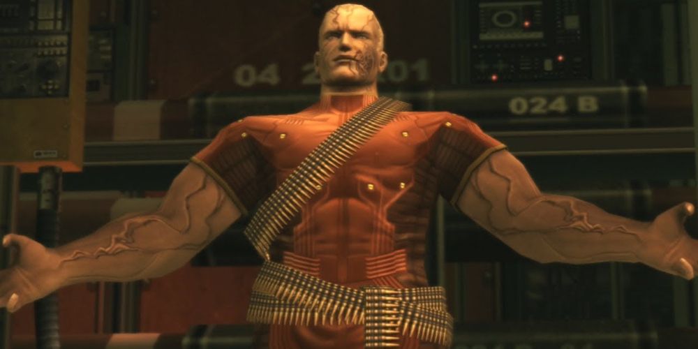Volgin holds his arms out in Metal Gear Solid