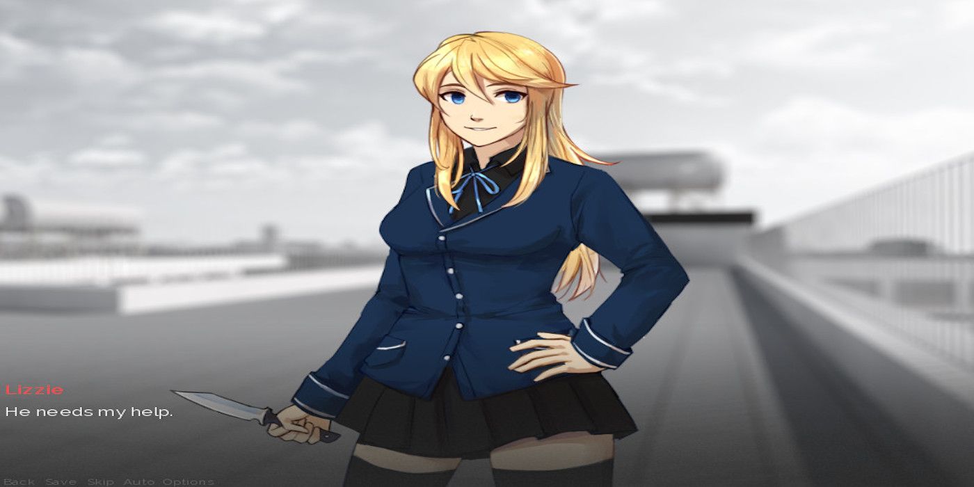 Uno screenshot di Lizzie dal gioco Crimson Grey