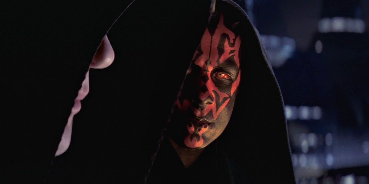 Darth Maul on Coruscant, speaking with Palpatine.