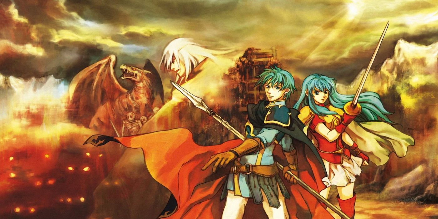 One of the main promotional images for the game Fire Emblem: The Sacred Stones which shows the two main protagonists Prince Ephraim and Princess Eirika