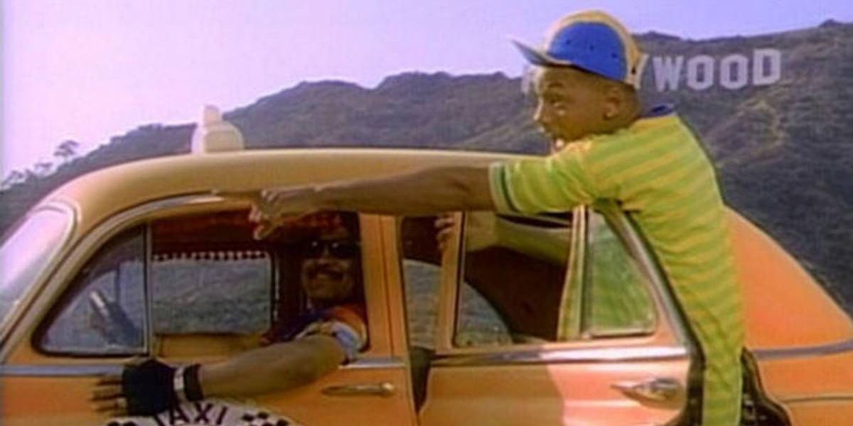 Will Smith in a taxi in the opening credits for Fresh Prince