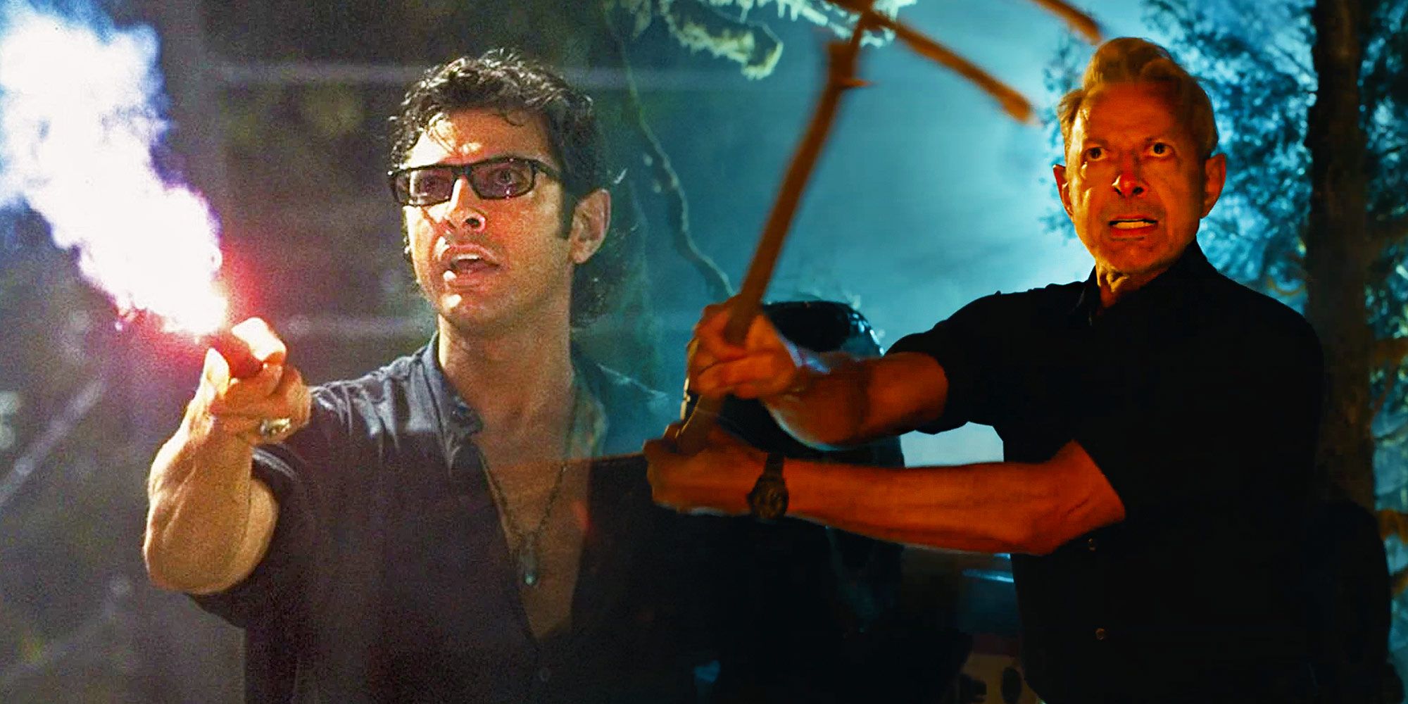 Jeff Goldblum as Ian Malcolm in Jurassic Park and Jurassic World Dominion