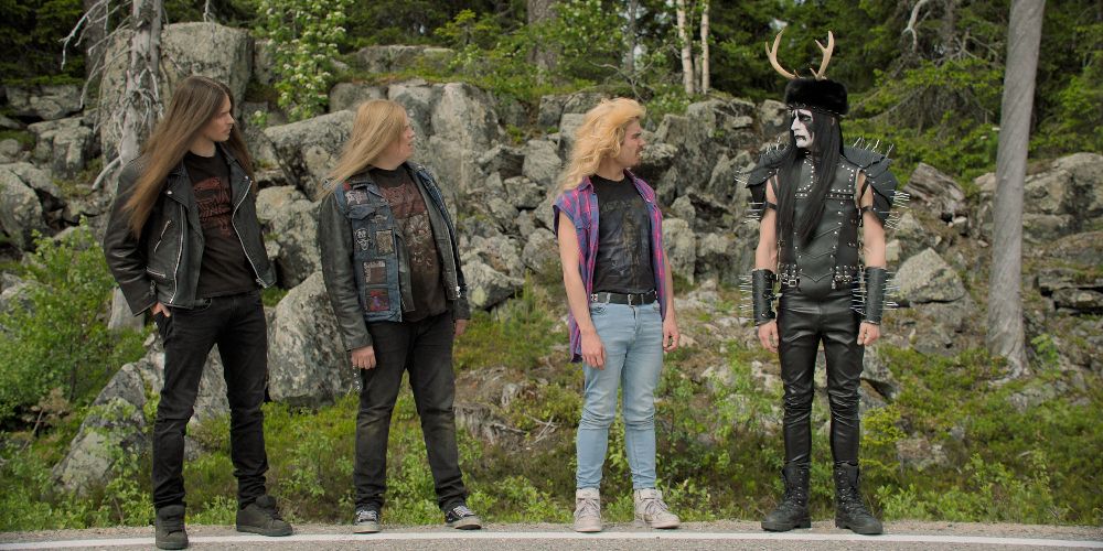 The band gets stranded on the road in Heavy Trip