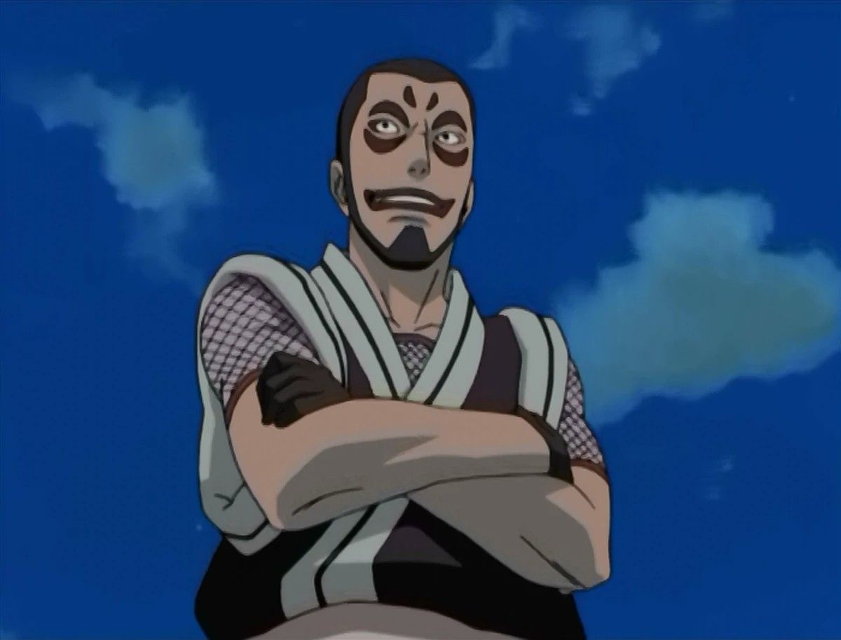 Hoki smirking and crossing his arms in Naruto.