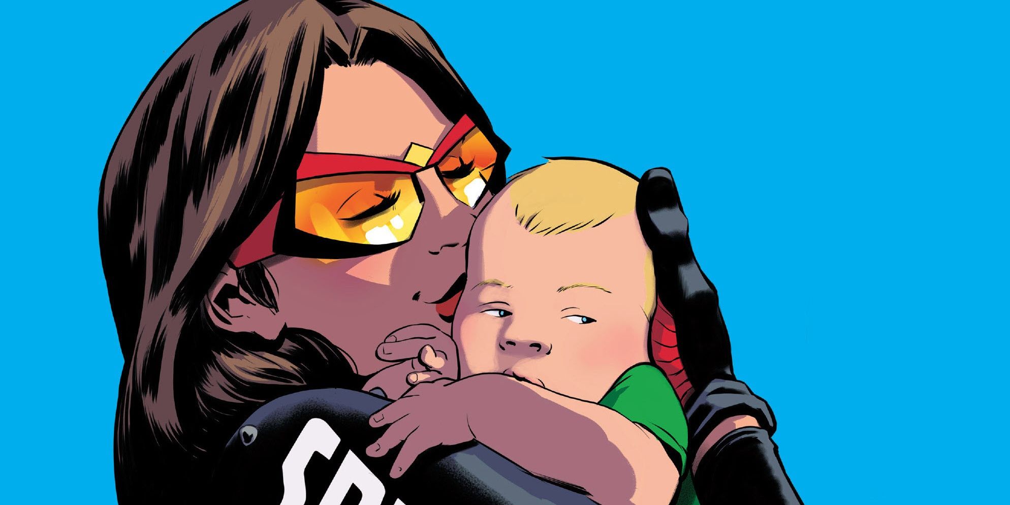 image of Spider-Woman (Jessica Drew) with her baby son Gerald in her arms