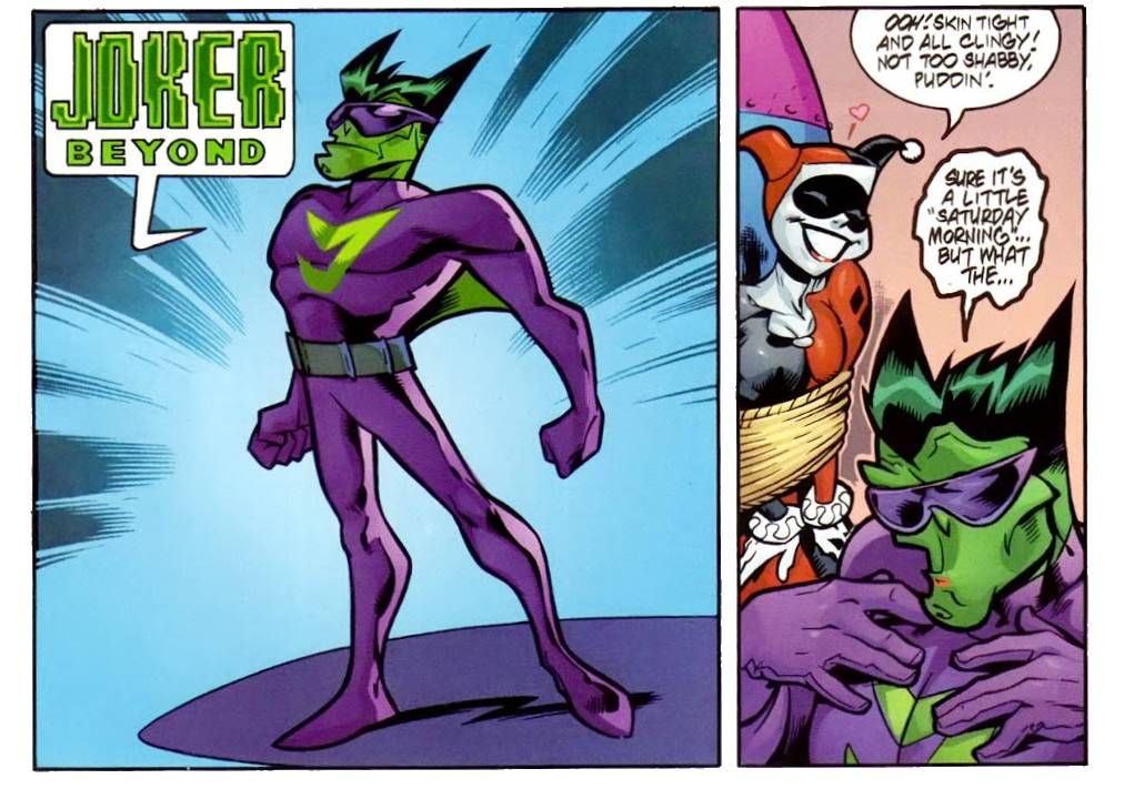 Harley and Joker poke fun at Batman Beyond.