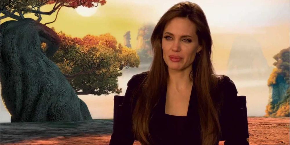 Angelina Jolie gives an interview on the set of Kung Fu Panda 2