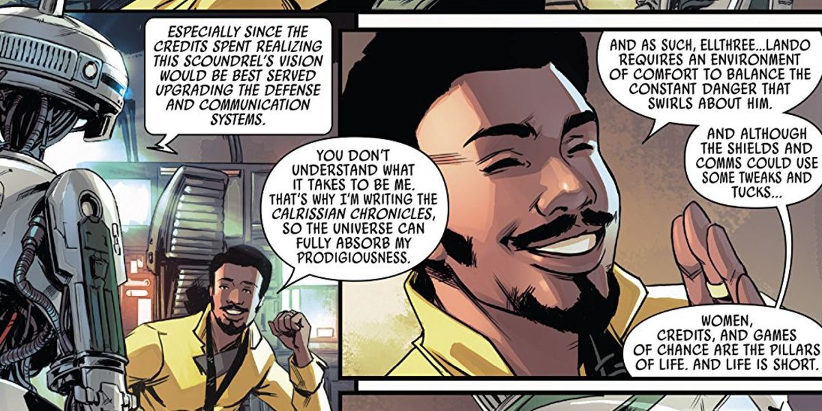 Lando talking about women to L3-37 aboard the Millennium Falcon 