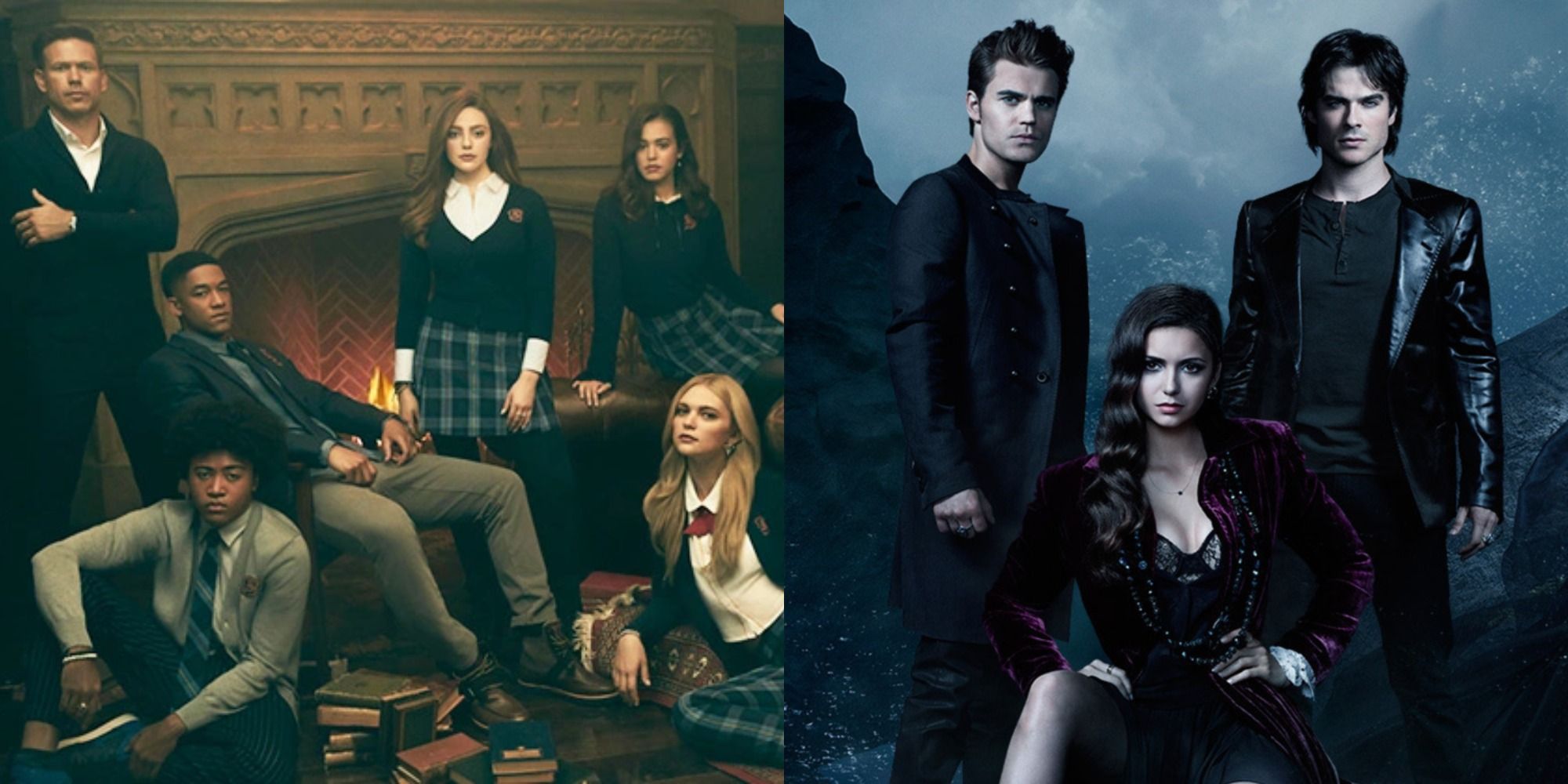Split image of the cast of Legacies and TVD