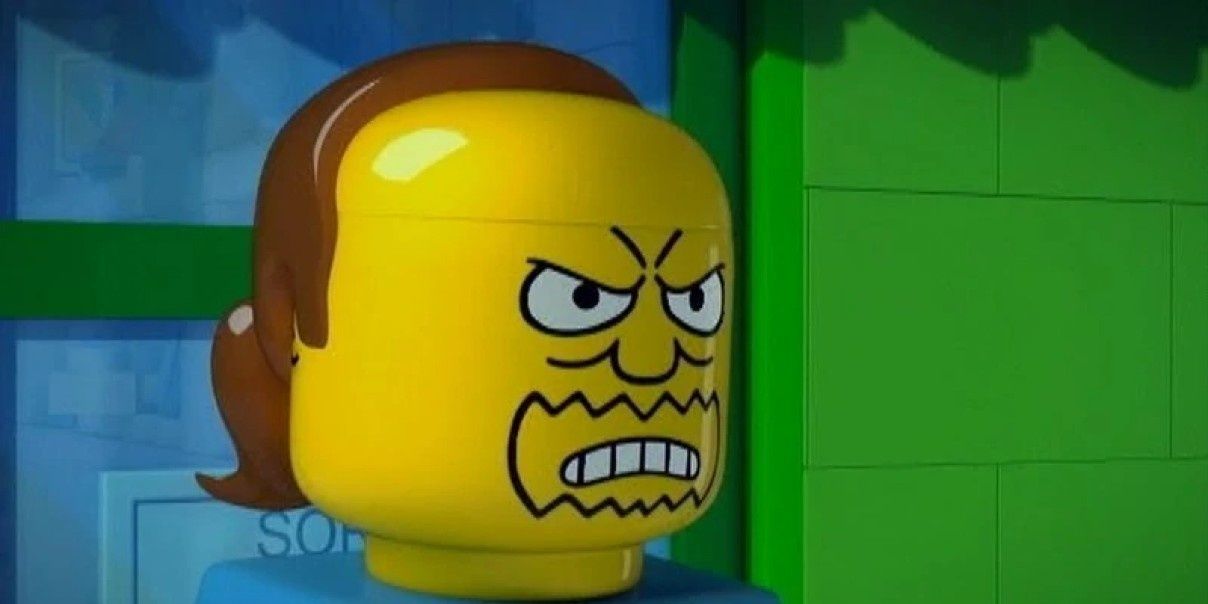 LEGO Comic Book Guy is furious at Bart Simpson's mixing of LEGO sets.