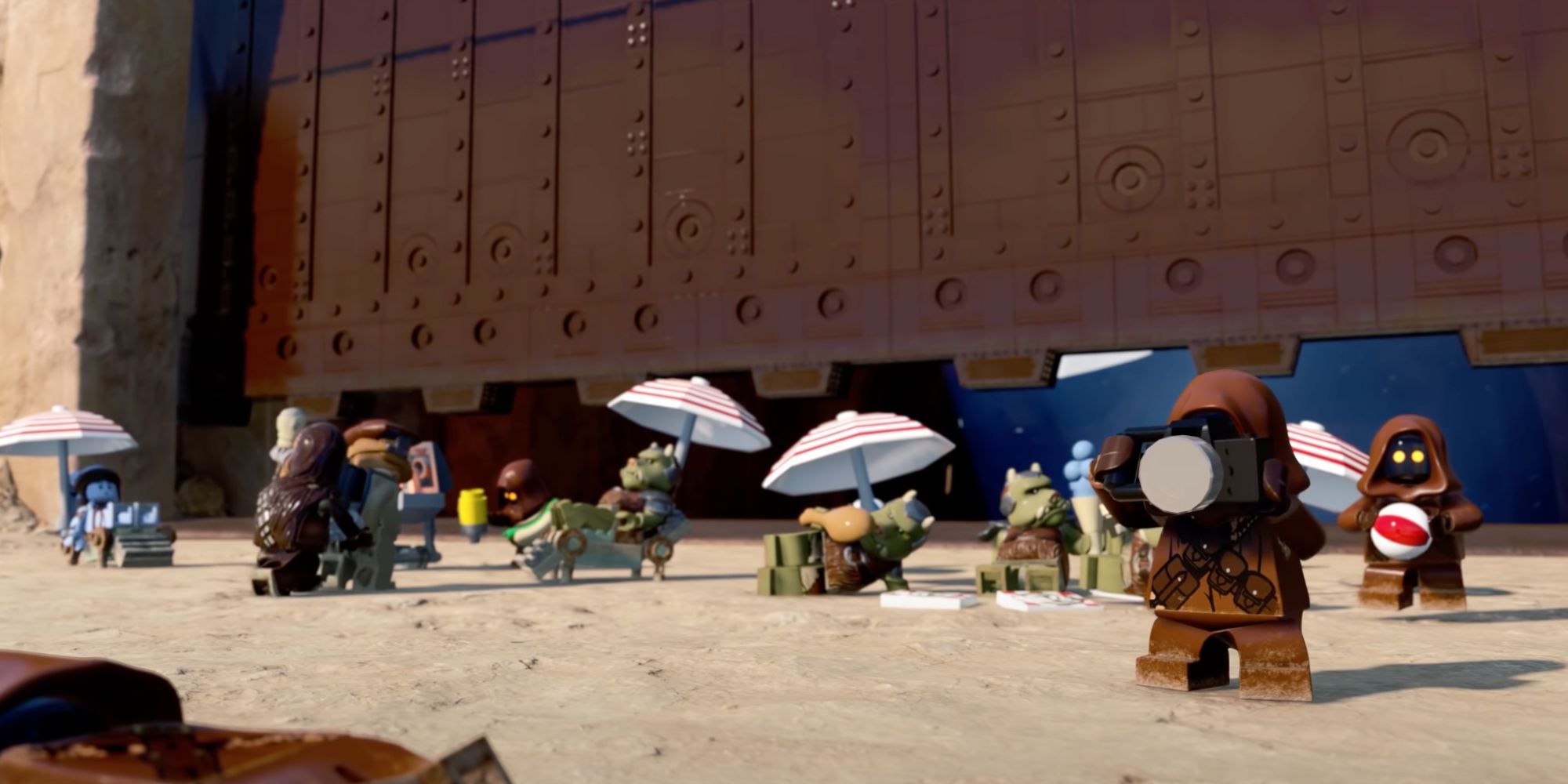 Even though it&rsquo;s seen only shortly the hangar door from The Book of Boba Fett is used in LEGO Skywalker Saga to fill in the RotJ plot