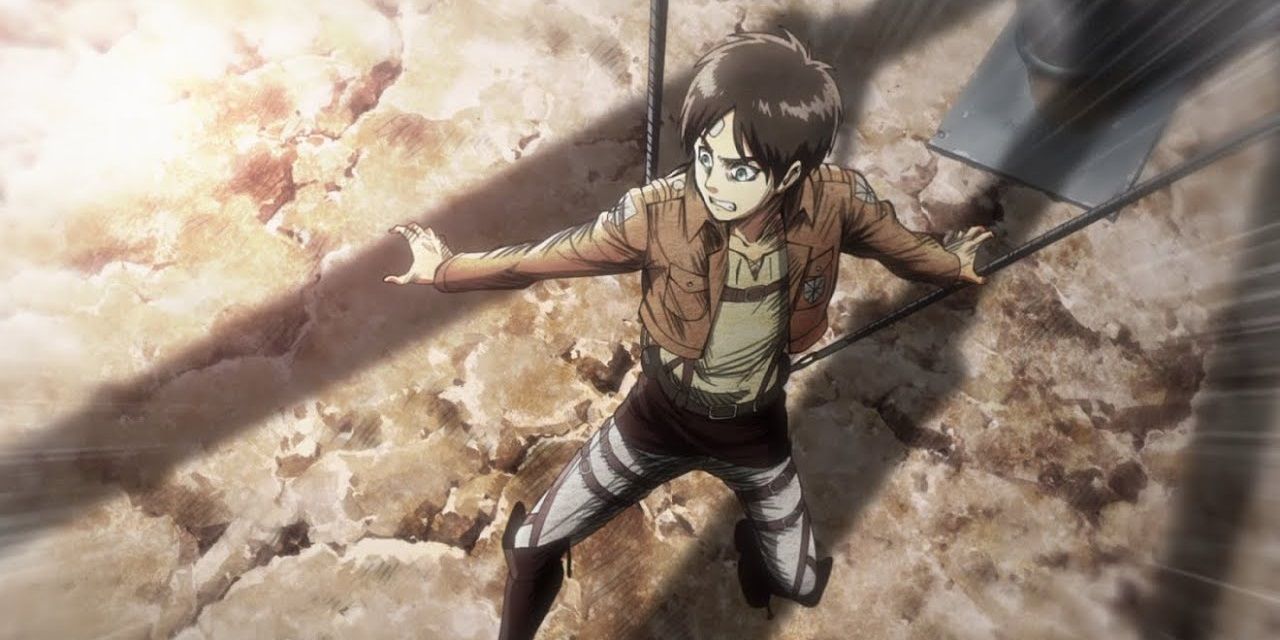 Eren learning how to use his ODM gear in Attack on Titan