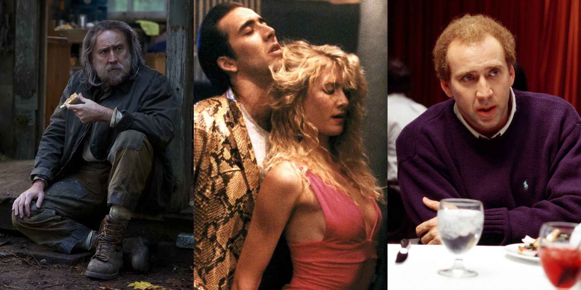 Nicolas Cage in Pig, Wild at Heart, and Adapation.