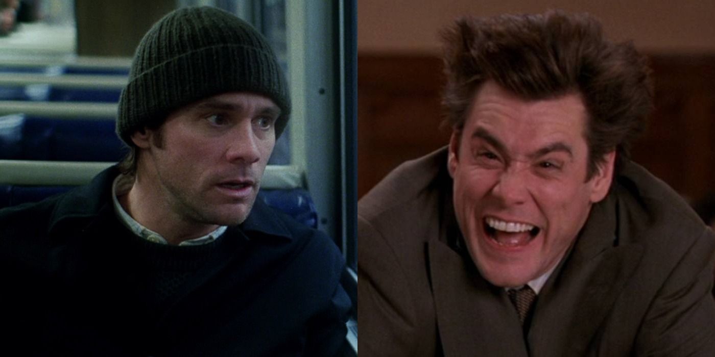 Split image of Jim Carrey in Eternal Sunshine of the Spotless Mind and Liar Liar