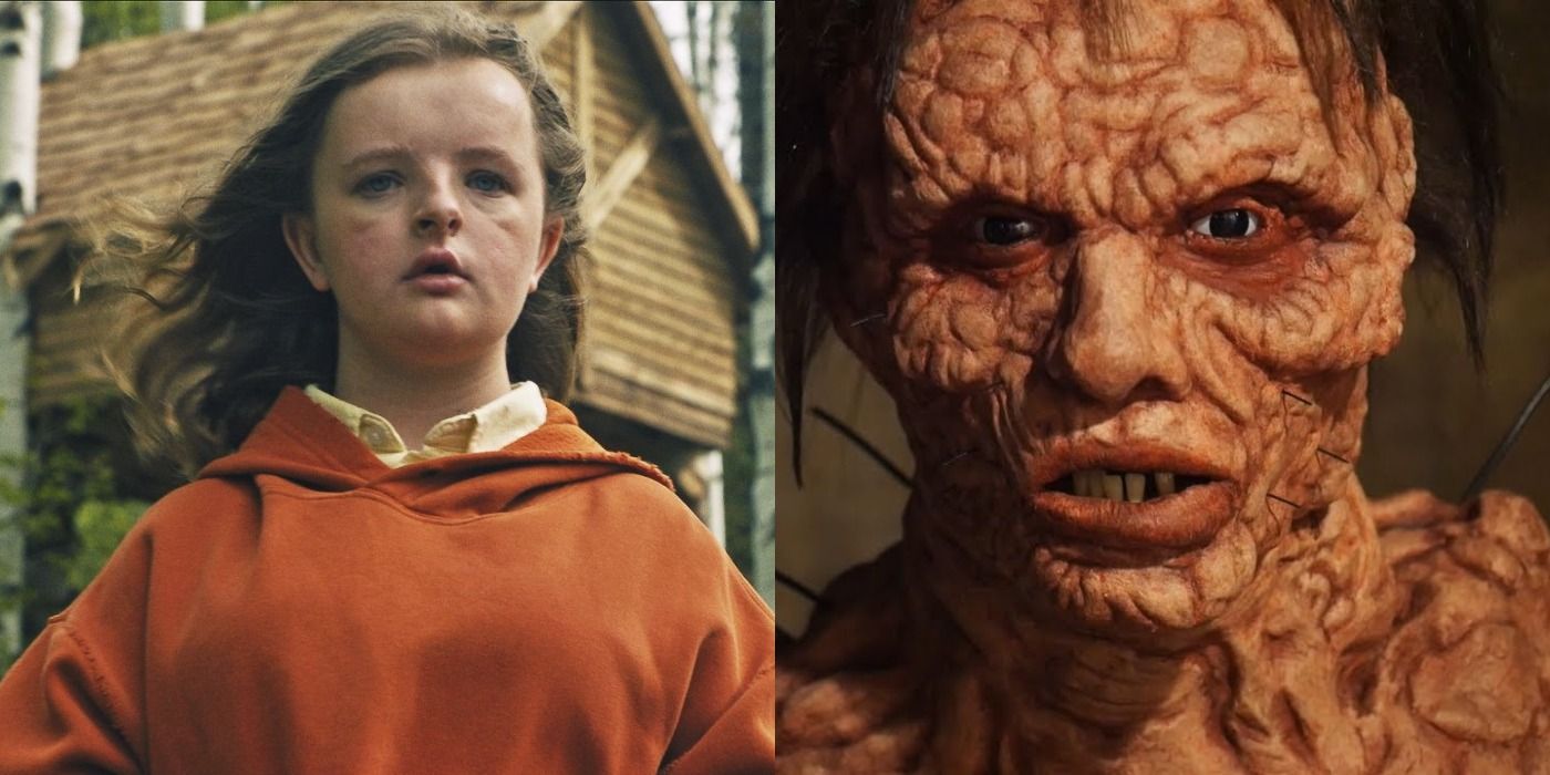 Split image of Charlie in Hereditary and Seth Brundle in The Fly