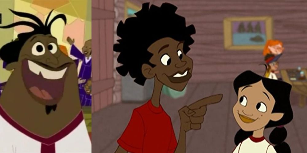Split image of Reverend Haygood and a scene from The Proud Family Louder and Prouder