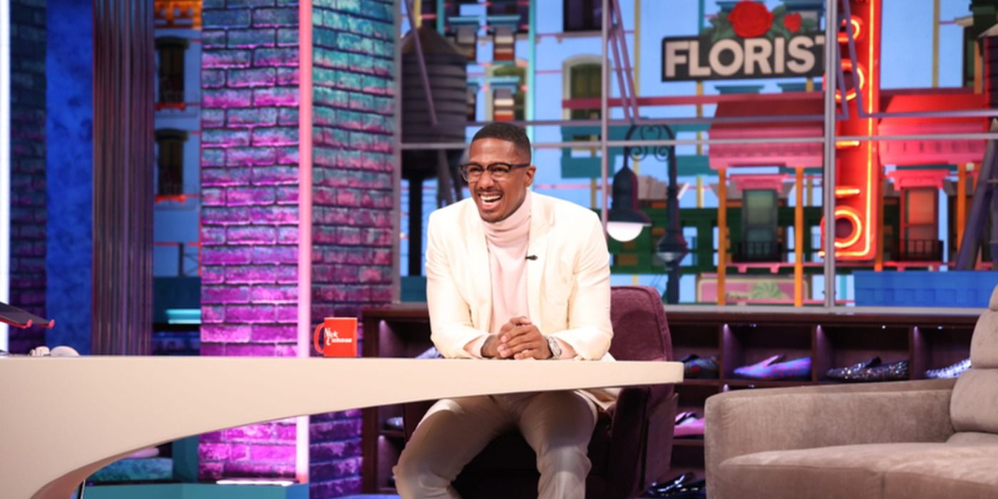 Nick Cannon on the set of his talk show, the nick cannon show.