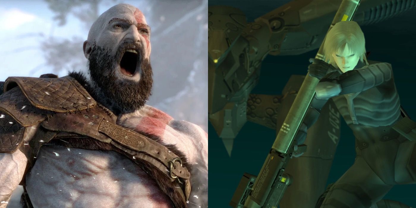 Split image of Kratos and Raiden