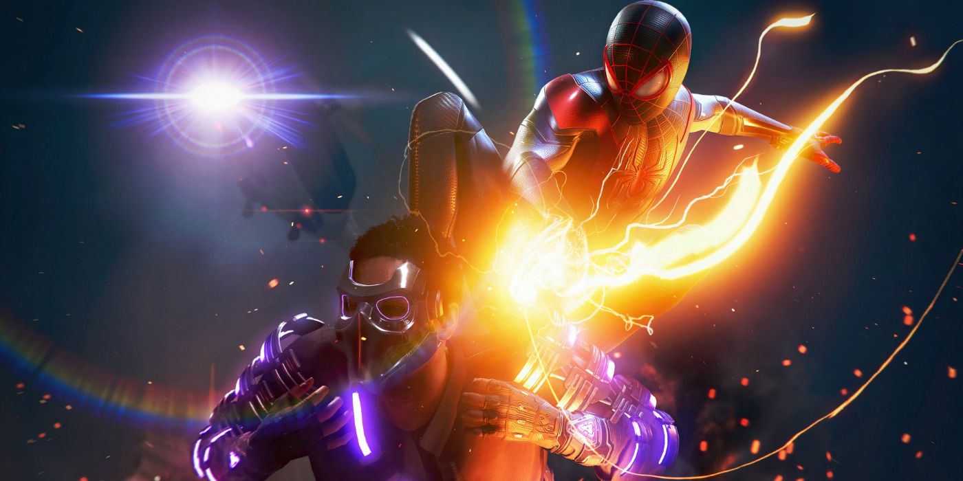 Miles Morales Venom striking an enemy in Spider-Man for the PS5
