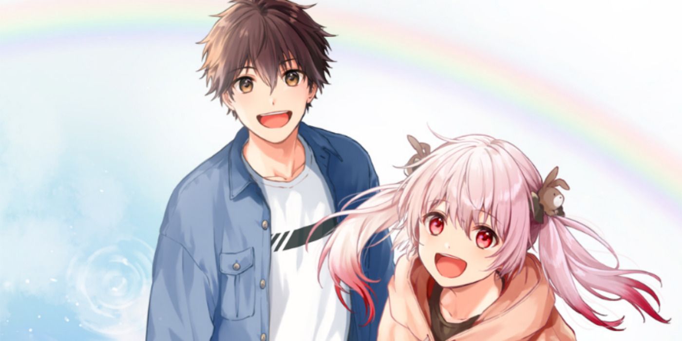 Tetsu and Mogumo smiling under a rainbow (Love Me For Who I Am) 