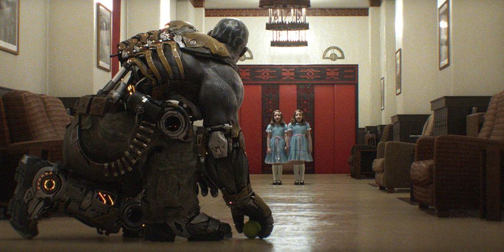 The Grady twins appear by the elevator in Ready Player One