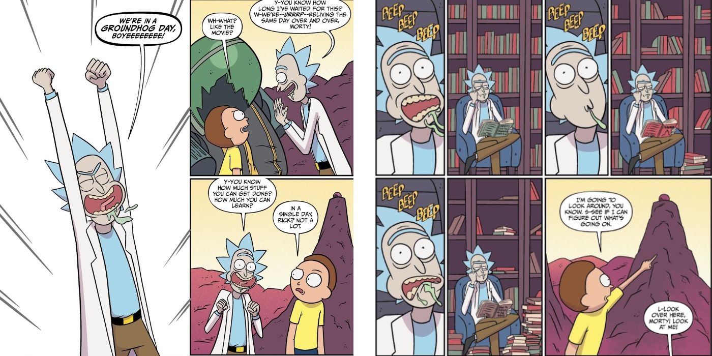 Rick and Morty in a Groundhog Day scenario
