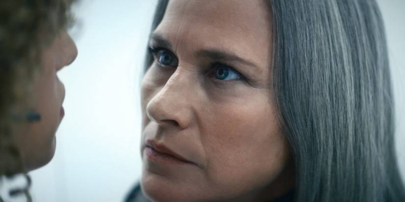 Patricia Arquette as Ms. Cobel looking angry in Severance.