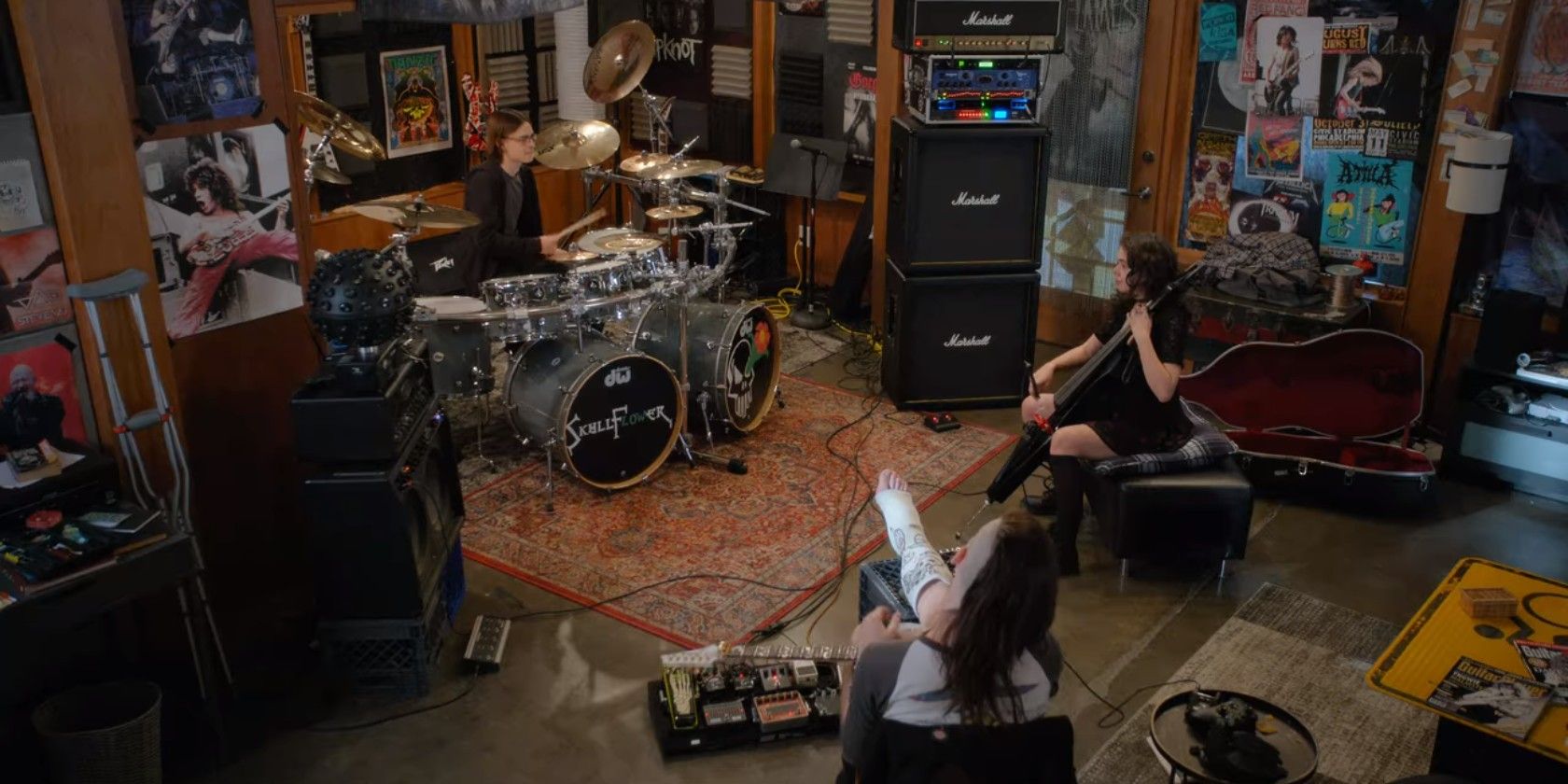 Skullflower playing together in Metal Lords