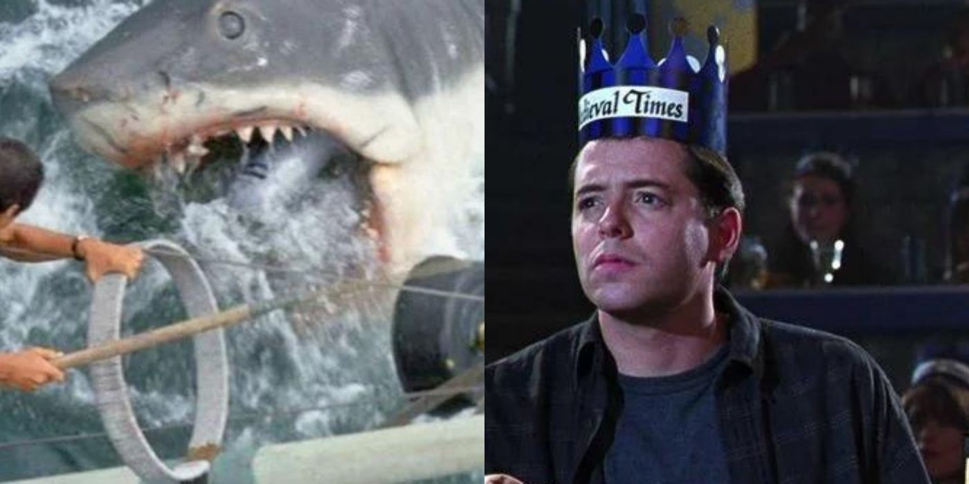 split image of jaws and the cable guy