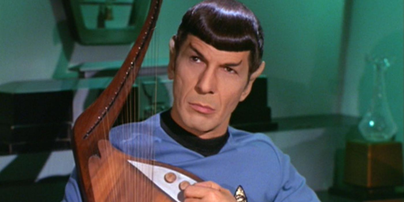 Spock playing the Vulcan harp.