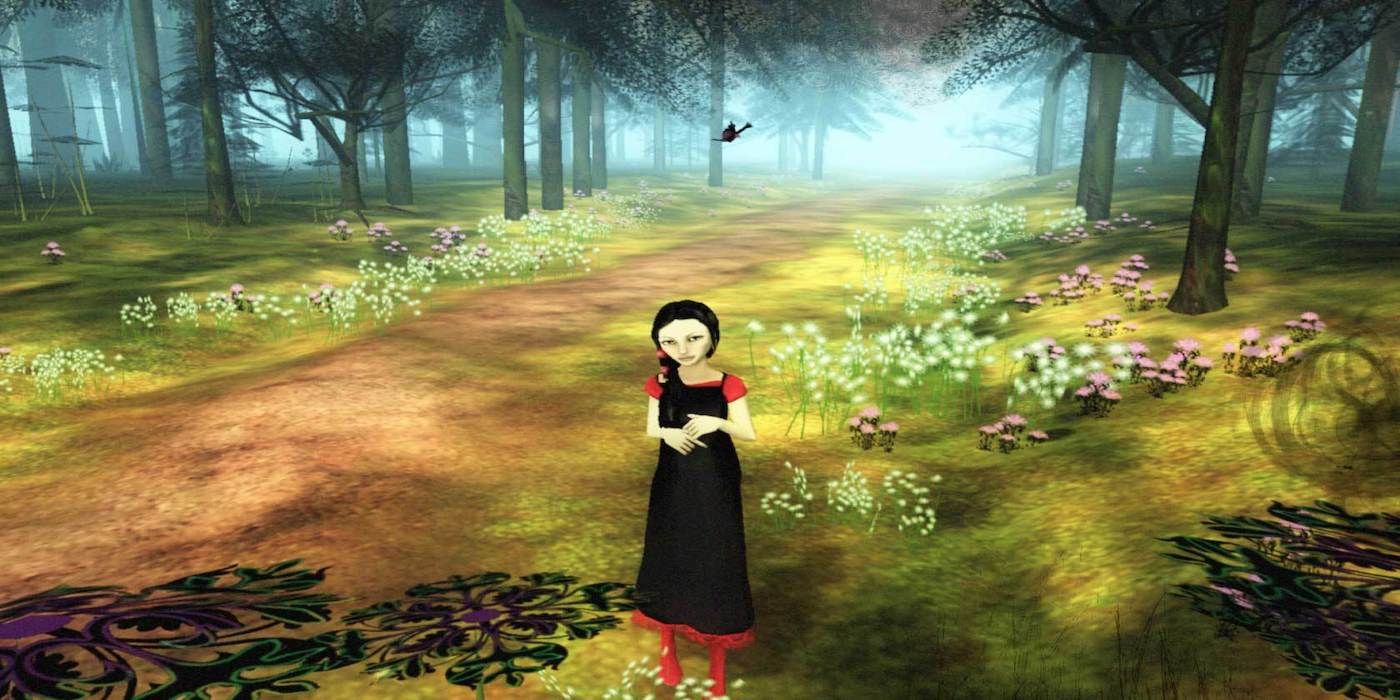 A screenshot of one of the main characters, Rose, from the game The Path