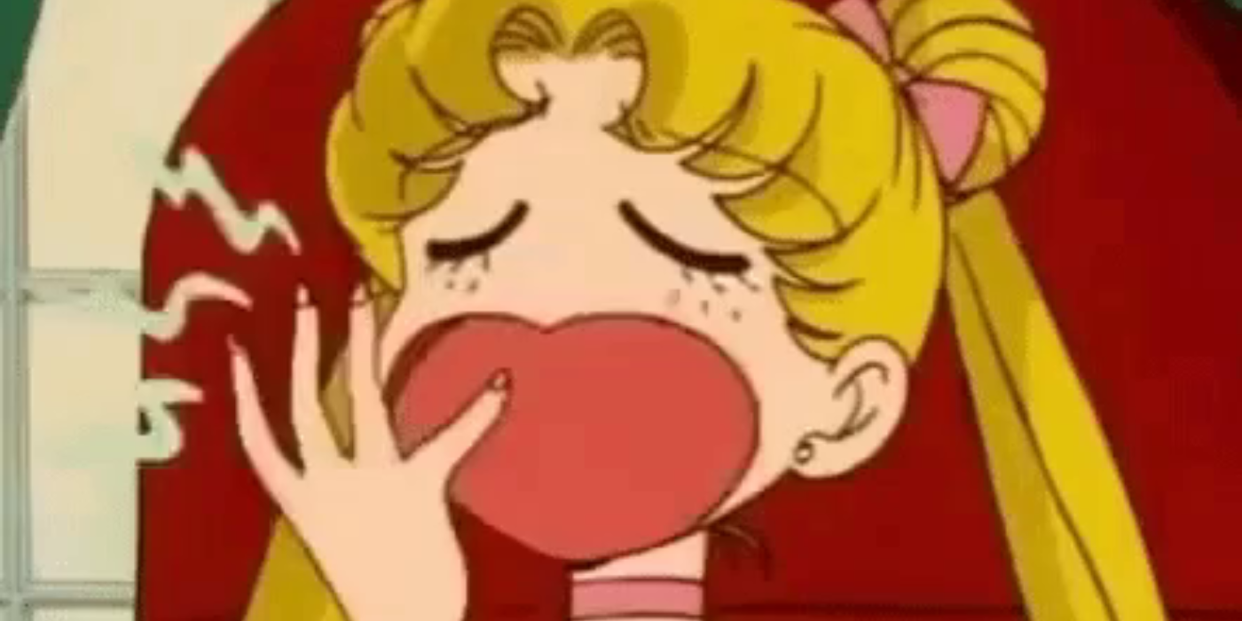 Usagi Tsukino yawning in Sailor Moon