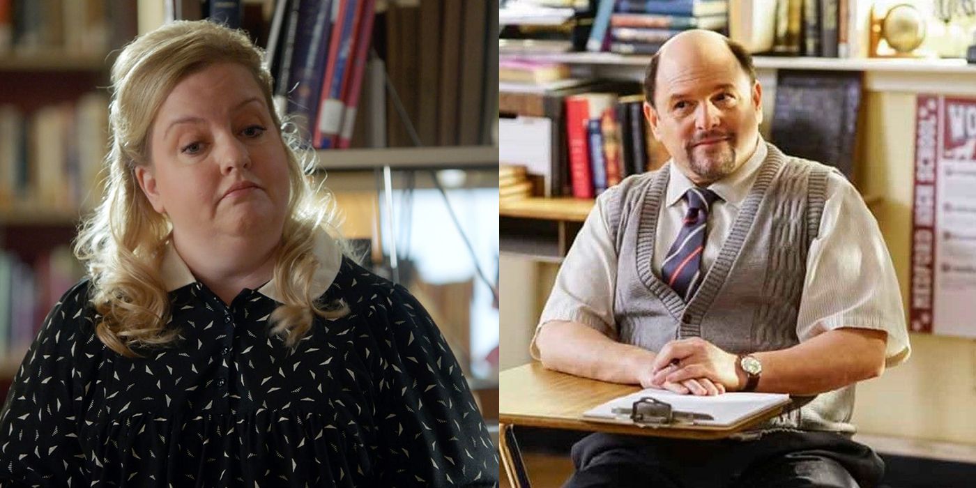 Split image of Ms. Hutchins and Mr. Lundy from Young Sheldon.