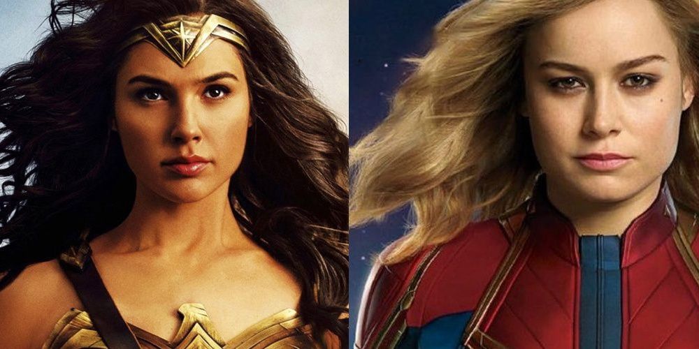 Captain Marvel and Wonder Woman split image
