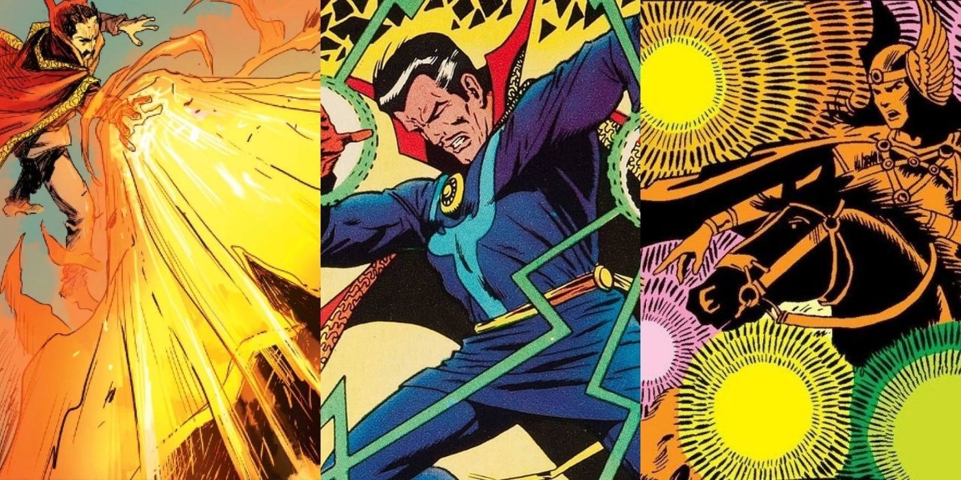 Split image of Doctor Strange comic book panels