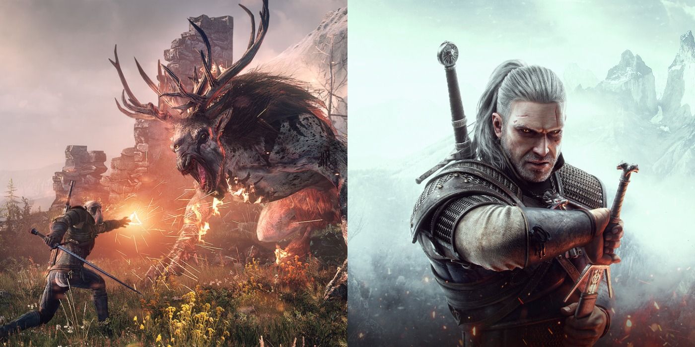 The Witcher fighting in Witcher 3