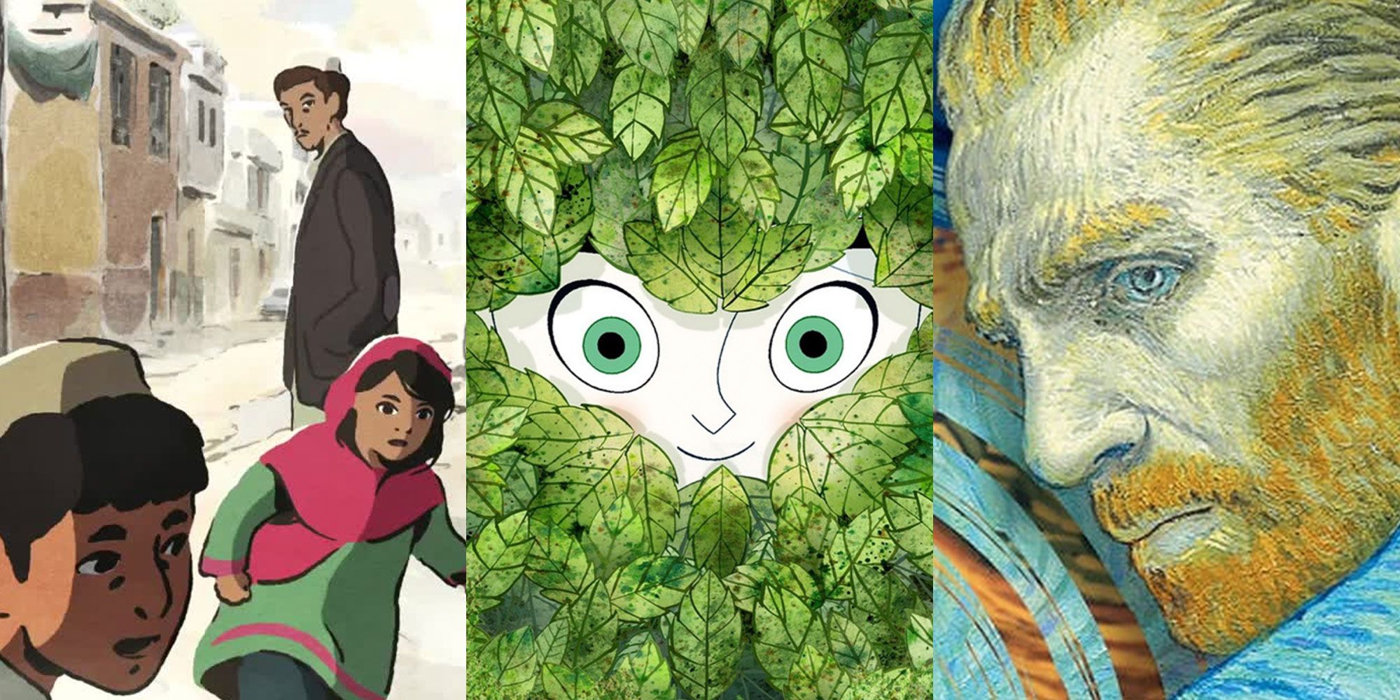 Three side by side images of animated features directed by women.
