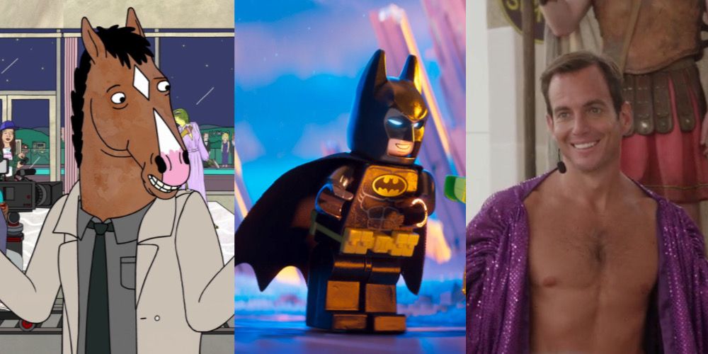 Will Arnett as Bojack Horseman next to an image of Lego Batman and an image of Will Arnett as Gob in Aressted Development