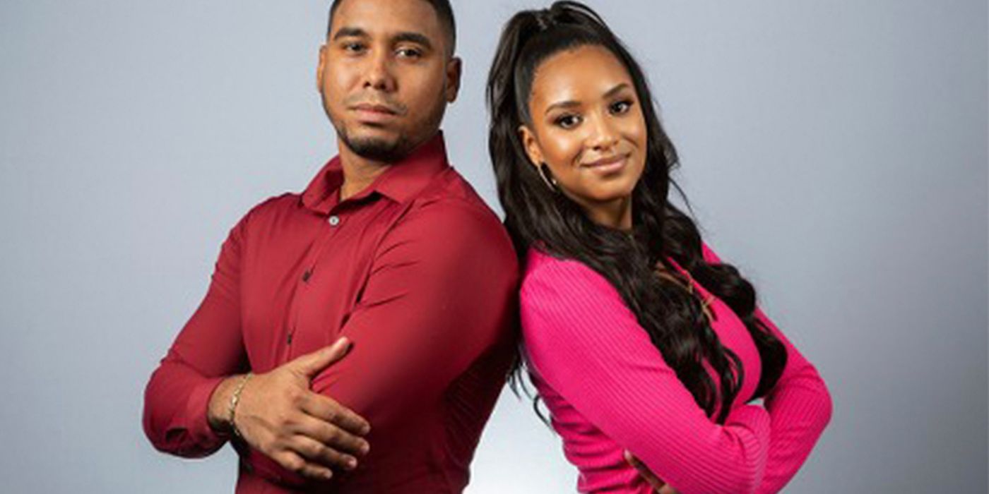  Pedro and Chantel Jimeno from 90 Day Fiancé with Pedro in red and Chantel in pink