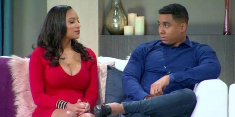 Pedro and Chantel Jimeno from 90 Day Fiancé sitting on a couch talking